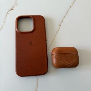 iPhone 16 Pro and AirPods Pro Bullstrap Genuine Leather Matching Cases